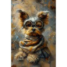 03. Items - 163 Steampunk Yorkie Oil Painting