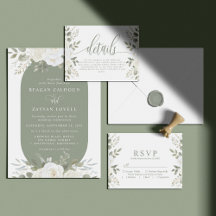 Ivory And Sage Elegant Floral Wedding Suite