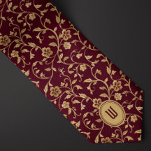 Burgundy & Gold Floral Neckties