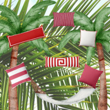 Pillows Poufs  Red and White