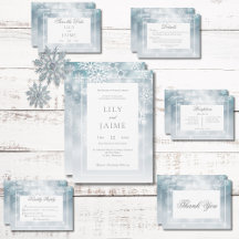 Dusty Blue Snowflake Sky Wedding Suite Cards