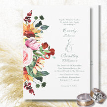 Rustic Watercolor Sunset Floral Sunflower Wedding