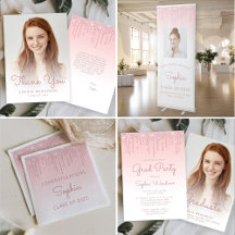 Glam Dripping Glitter Blush Pink Graduation Suite