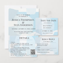 Modern Abstract Blue Minimalist Artistic Wedding