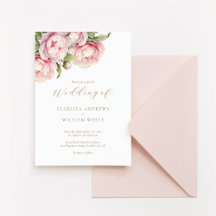 Elegant Blush Floral White Modern Script Wedding