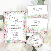 Pink Floral Anemone Love is in Bloom Bridal Shower