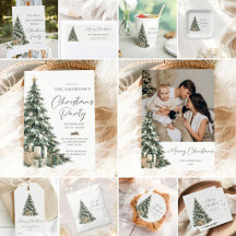 Elegant Watercolor Christmas Tree Holiday