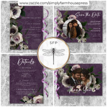 Plum Purple Elegant Floral Modern Wedding