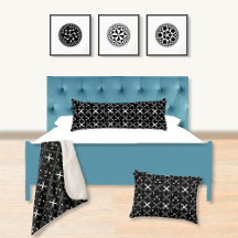 Black, White Abstract Geometric Floral Home Decor