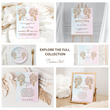 Elegant Minimal Bear Pink Blue Gender Reveal