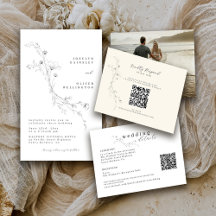 Minimalist Sketched Floral QR Code Wedding
