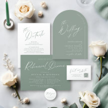 Sage Green Modern Script Minimalist Wedding