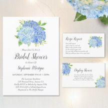 Blue Hydrangea Bouquet Watercolor Bridal Shower
