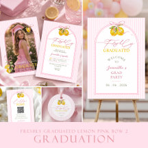 Freshly graduated lemon pink bow vintage stripes