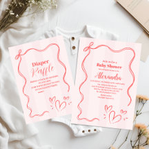Pink Stripe Coquette Bow Baby shower