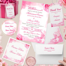 Pink Floral Watercolor Islamic Wedding