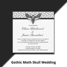 Gothic Moth Skull Wedding Suite – Black & White