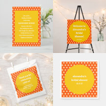 Cute Boho Vintage Orange Daisies Bridal Shower