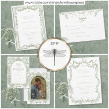 Classic Elegant Sage Green Floral Frame Wedding