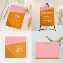 Pink Orange Terracotta Geometric Bridal Shower