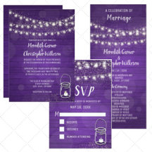 Violet Rustic Wedding Wood Mason Jar String Lights