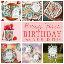 Vintage Strawberry Berry First 1st Birthday Party 