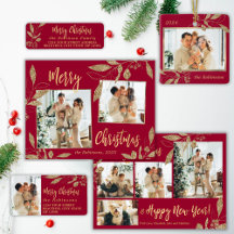 Best Selling Red and Gold Christmas Photo Cards 
