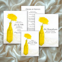 Yellow Flower in Vase Funeral Memorial