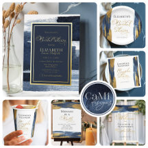 Abstract Bridal Shower Collection   Gold Navy Blue