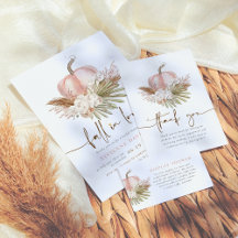 Fall In Love Boho Pampas & Pumpkin Bridal Shower