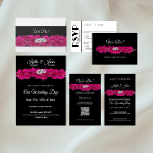 Fuchsia Orchids on Black Wedding Collection