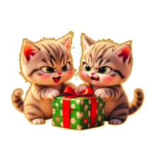**Cute Kittens Fighting Over a Gift – Funny Christ
