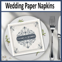 Minimalist boho  calligraphy wedding paper napkins