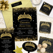 Gold Confetti Tiara Quinceañera