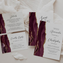 Agate Burgundy Gold White Wedding Suite