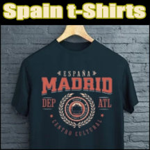 T-shirts with cities from Spain.