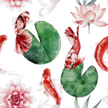  Koi Fish Japanese Style Script Oriental Art