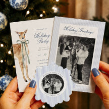 Preppy Blue Stripe Old Money Christmas