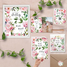 Pink Peony Magnolia Floral Botanical Wedding