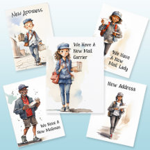 Mail Carrier New Address Moving Announcement Cards