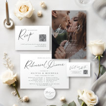 Black And White Minimalist Script Wedding