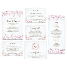 Cherry Blossoms Watercolor Wedding Collection