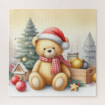 Cute Teddy Bears At Christmas Jigsaw Puzzles-2