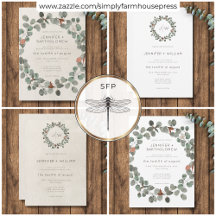 Minimal Rust Green Eucalyptus Wreath Wedding