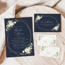 Cream White Flowers Bridal Shower Collection