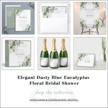 Elegant Dusty Blue Eucalyptus Floral Bridal Shower