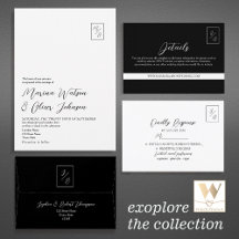 Minimal Black and White Wedding Invitation Suite