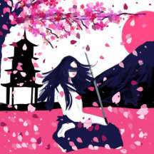 Aïkidoka under a cherry tree