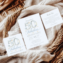 Dusty Blue Elegant 50 & Fabulous Birthday
