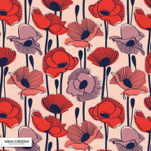 Field of poppies // modern line contour wildflower